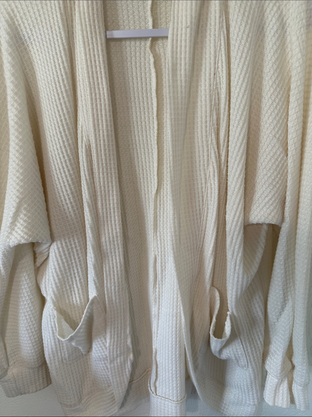 Maurices Cream Open-Front Waffle Cardigan - Picture 6 of 9